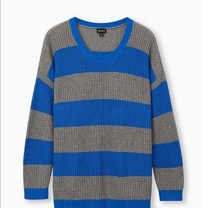 Torrid Royal Blue & Grey Stripe Pointelle Sweater